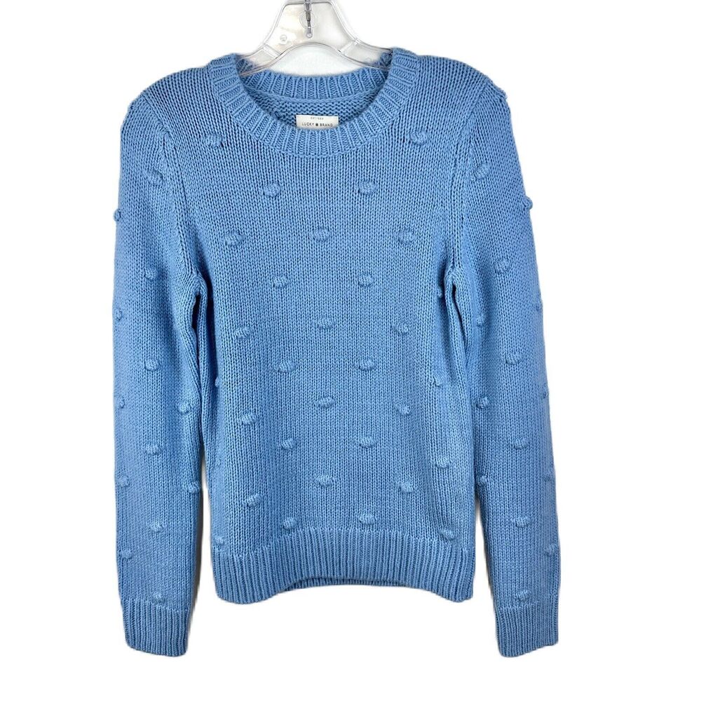 Lucky Brand Embellished Polka Dot Blue Sweater Size XS
